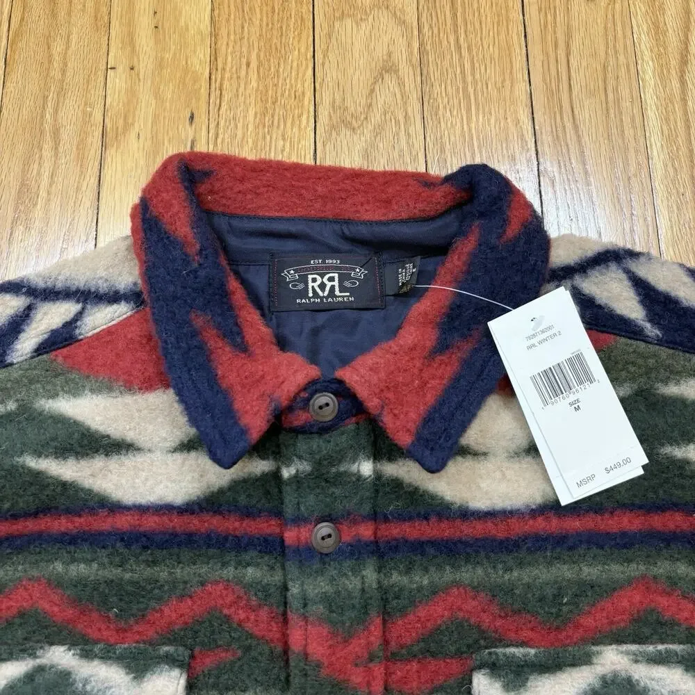 NWT Double RL RRL Ralph Lauren Wool Fleece Aztec Southwestern Shirt Jacket Sz M